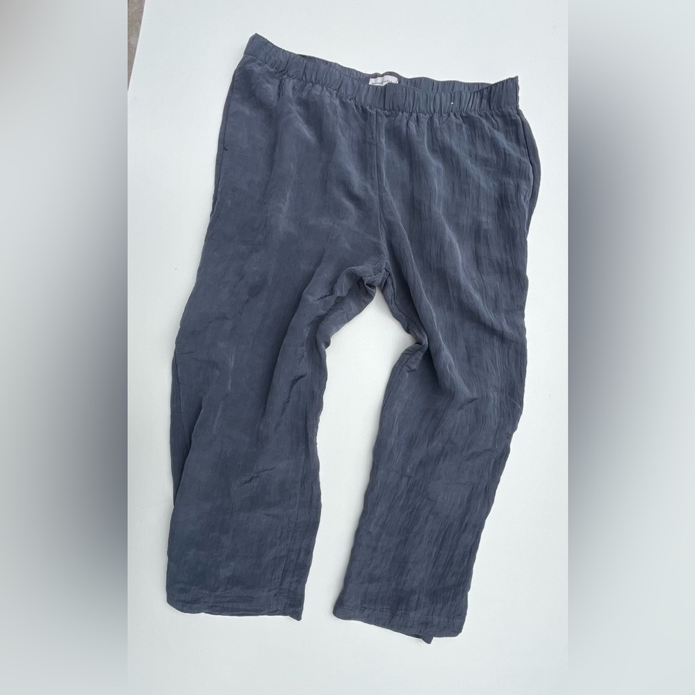 Abercrombie & Fitch Women’s Satin Pants Relaxed For Textured Metallic Slate XL